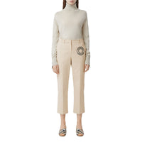 Pantalon tailleur en toile de coton stretch avec logo - Pale Cream