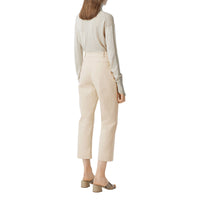Pantalon tailleur en toile de coton stretch avec logo - Pale Cream