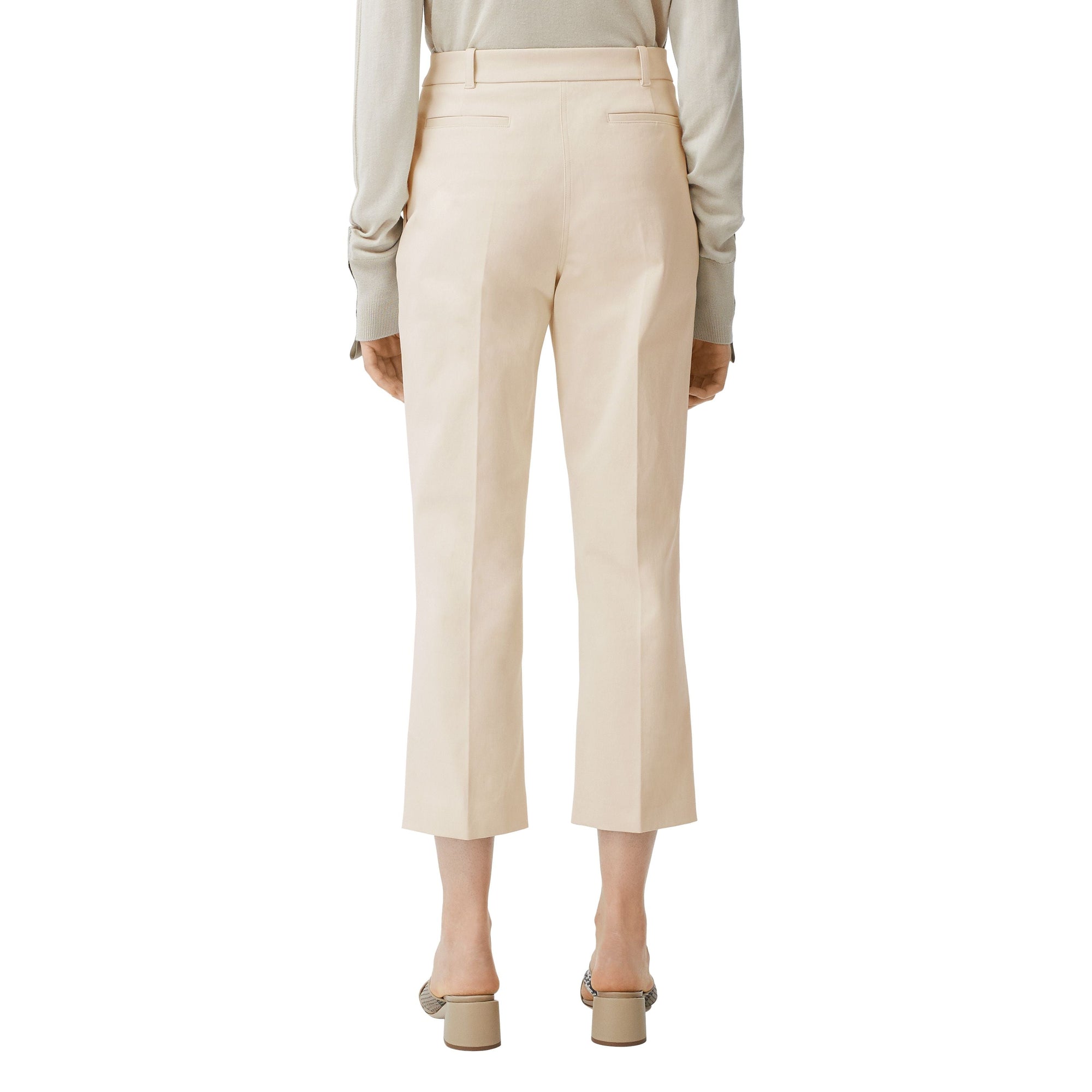 Pantalon tailleur en toile de coton stretch avec logo - Pale Cream