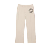 Pantalon tailleur en toile de coton stretch avec logo - Pale Cream