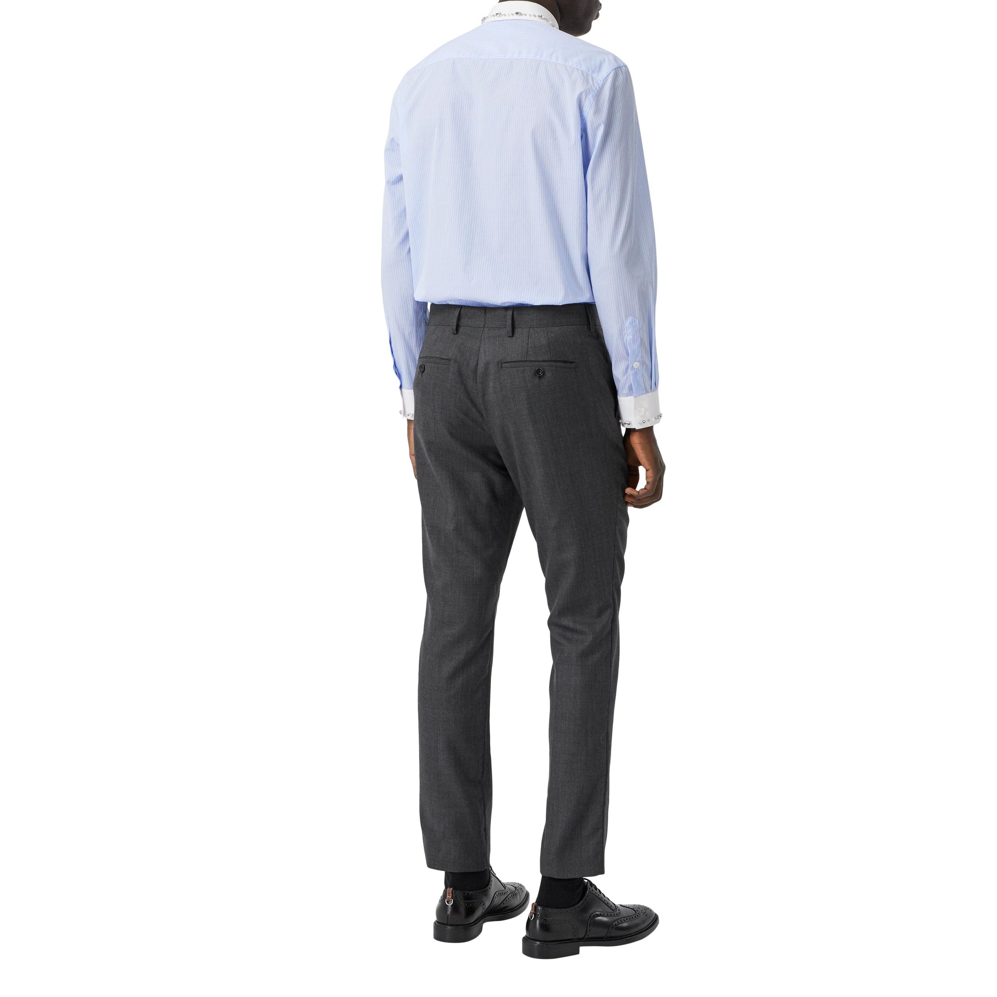 Chemise en coton à fines rayures avec ornements - Pale Blue Stripe