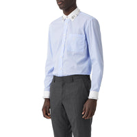 Chemise en coton à fines rayures avec ornements - Pale Blue Stripe