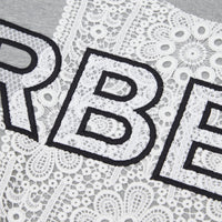 Sweat-shirt en coton avec panneau en dentelle et logo brodé - Grey Melange