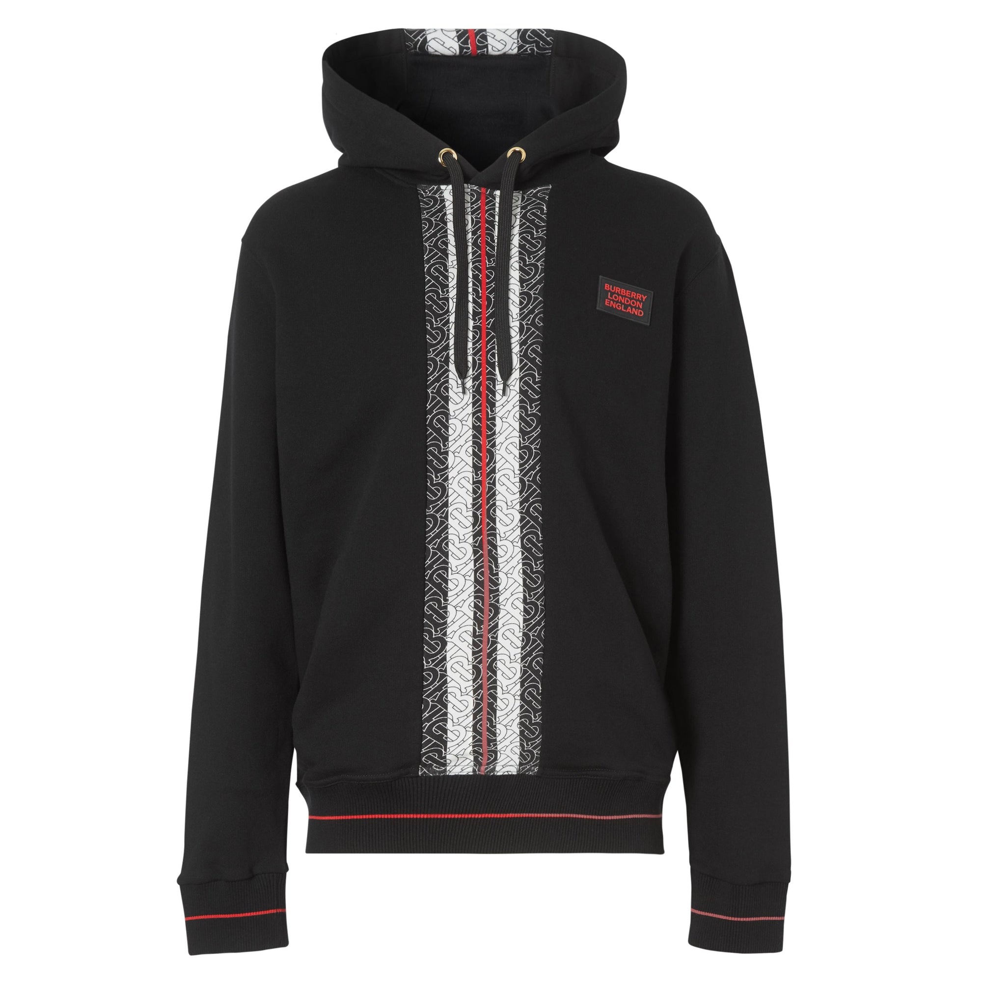 Hoodie en coton rayé Monogram - Black