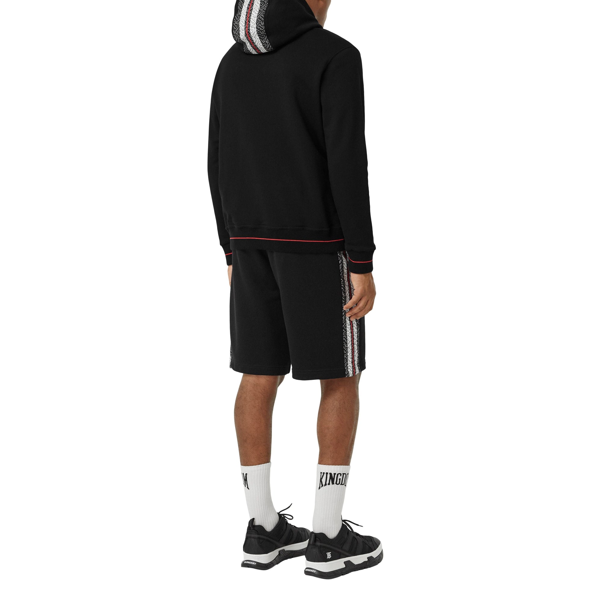 Hoodie en coton rayé Monogram - Black