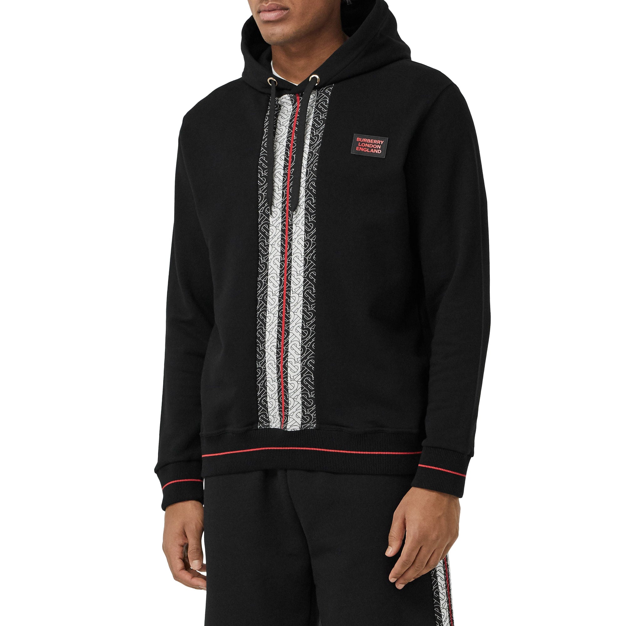 Hoodie en coton rayé Monogram - Black