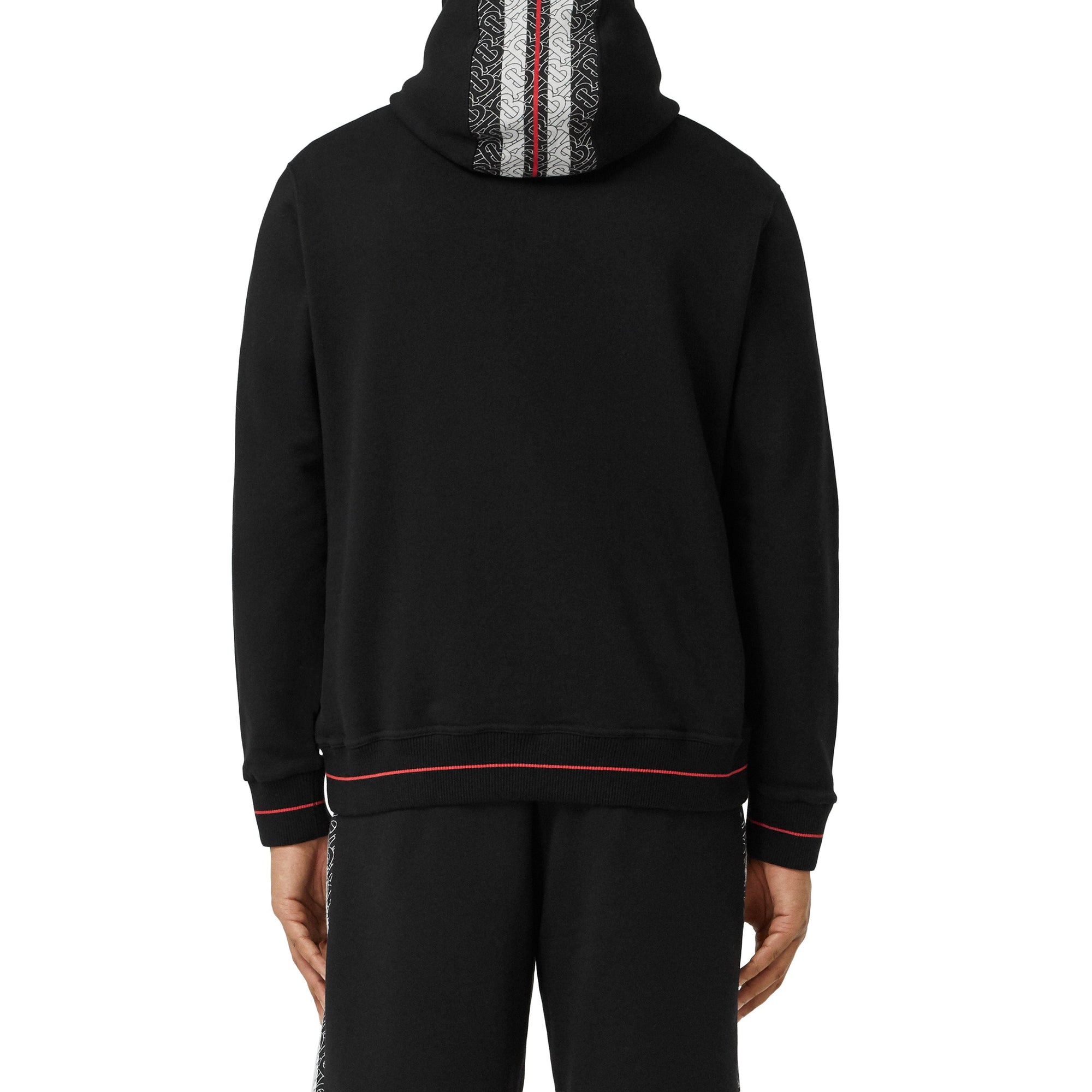 Hoodie en coton rayé Monogram - Black