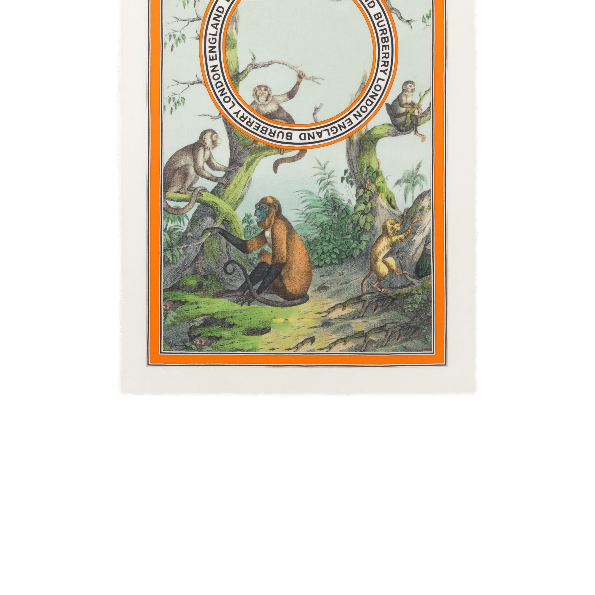 Écharpe légère en cachemire à imprimé singe - Opal Green