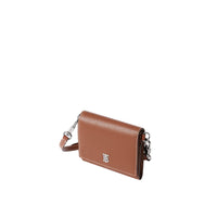 Petit portefeuille en cuir grainé avec sangle amovible - Tan