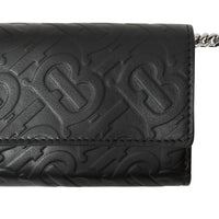 Petit portefeuille en cuir Monogram avec sangle amovible - Black