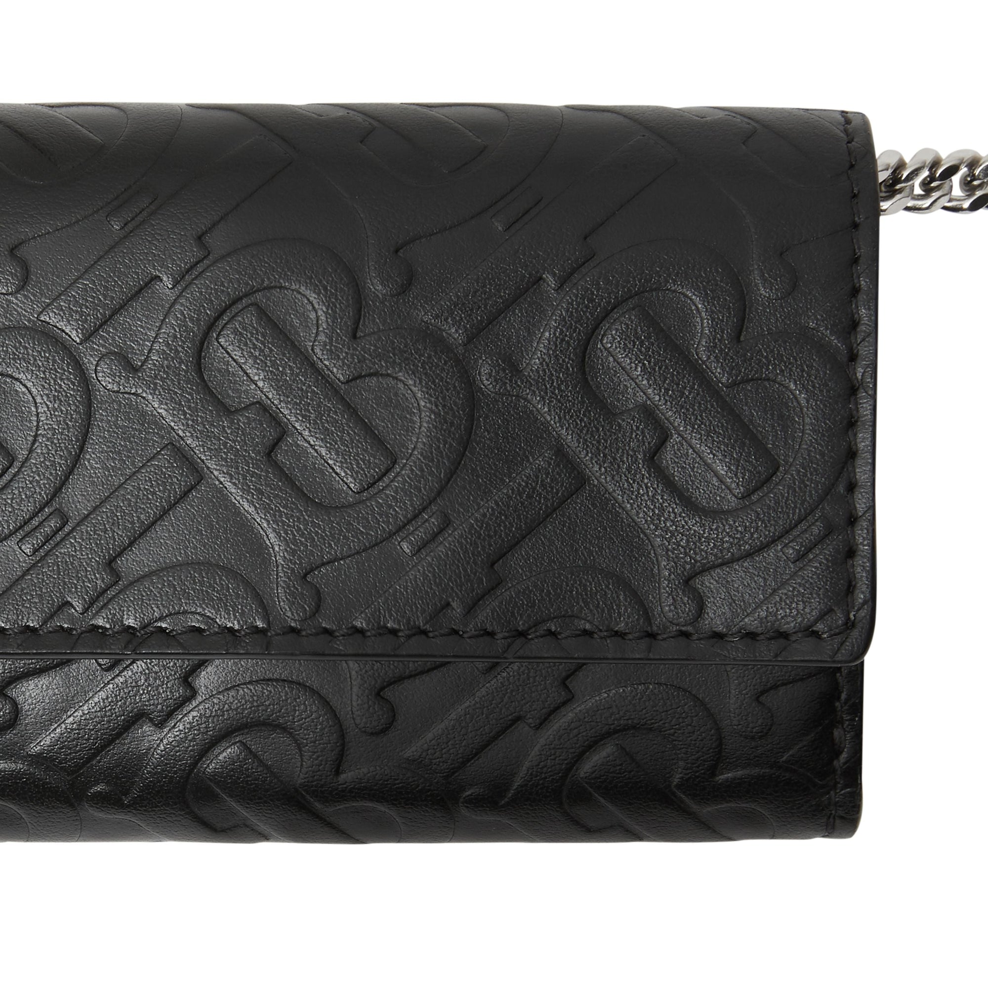 Petit portefeuille en cuir Monogram avec sangle amovible - Black