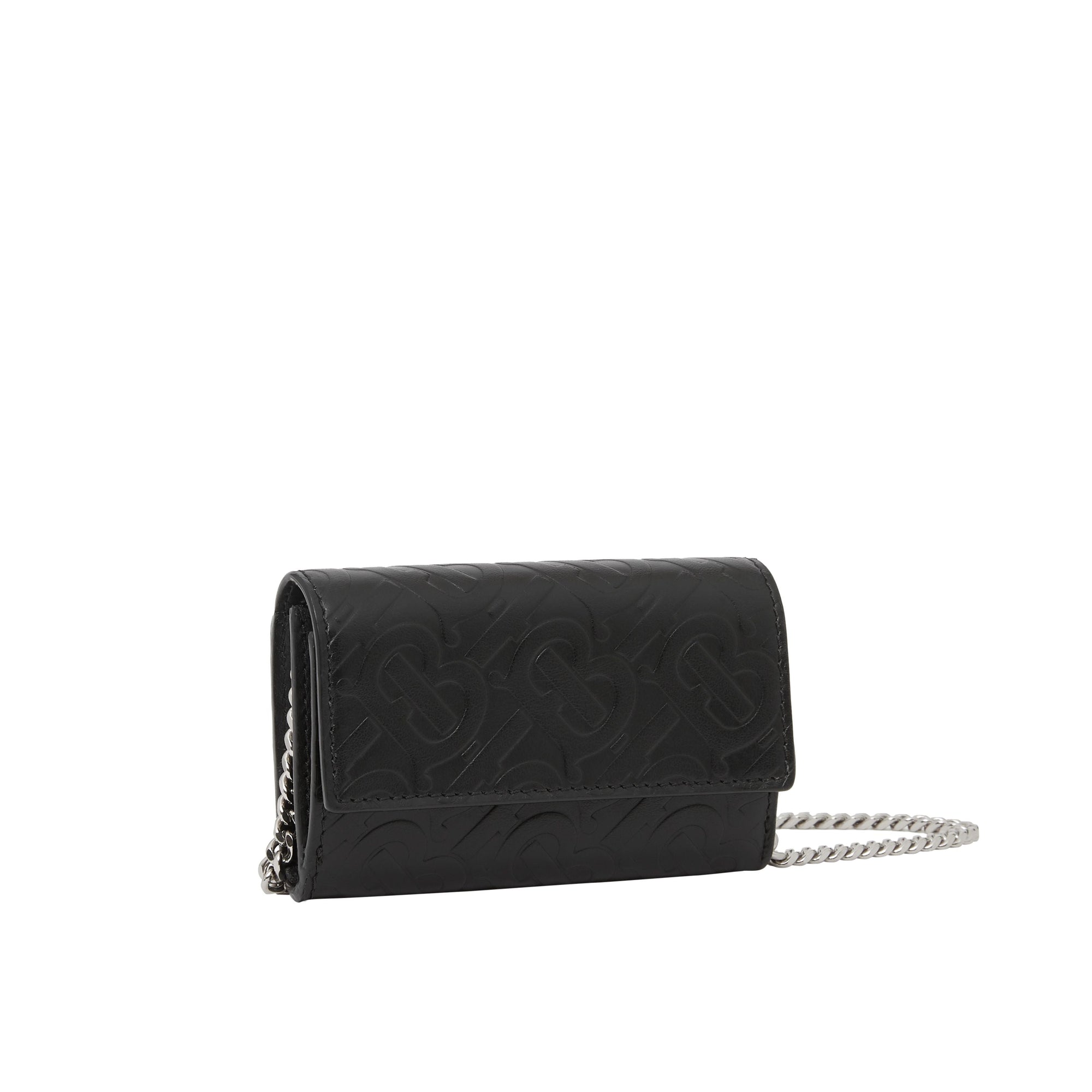 Petit portefeuille en cuir Monogram avec sangle amovible - Black