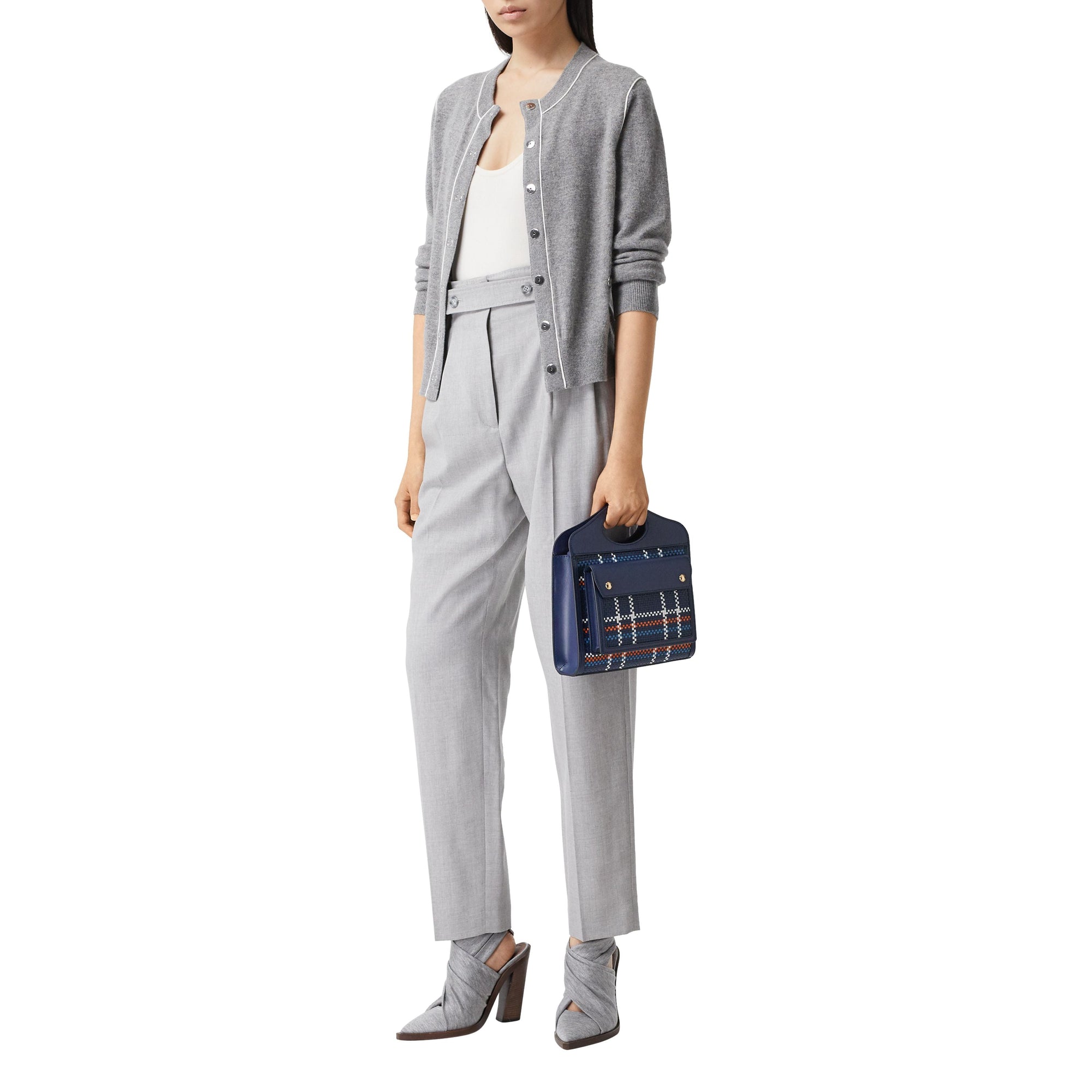 Mini sac Pocket en cuir tressé - Blue & White & Orange