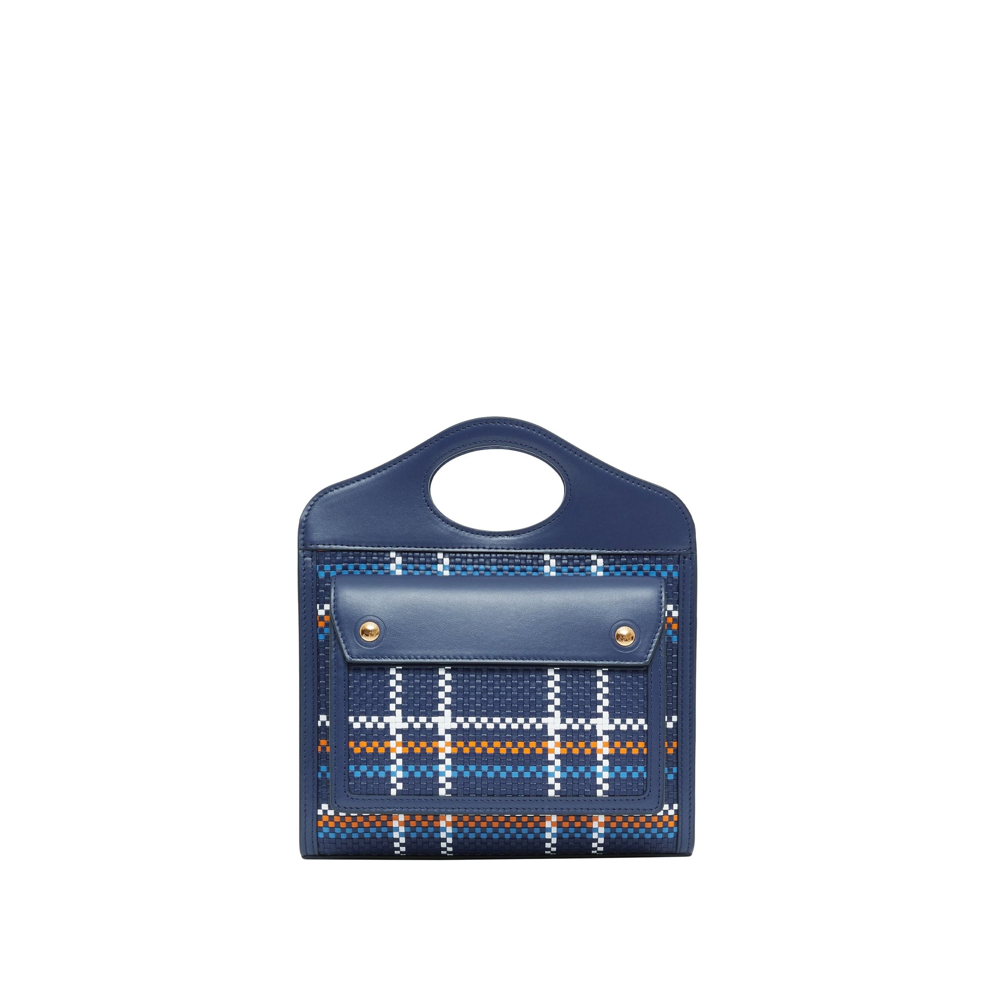 Mini sac Pocket en cuir tressé - Blue & White & Orange