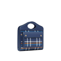 Mini sac Pocket en cuir tressé - Blue & White & Orange
