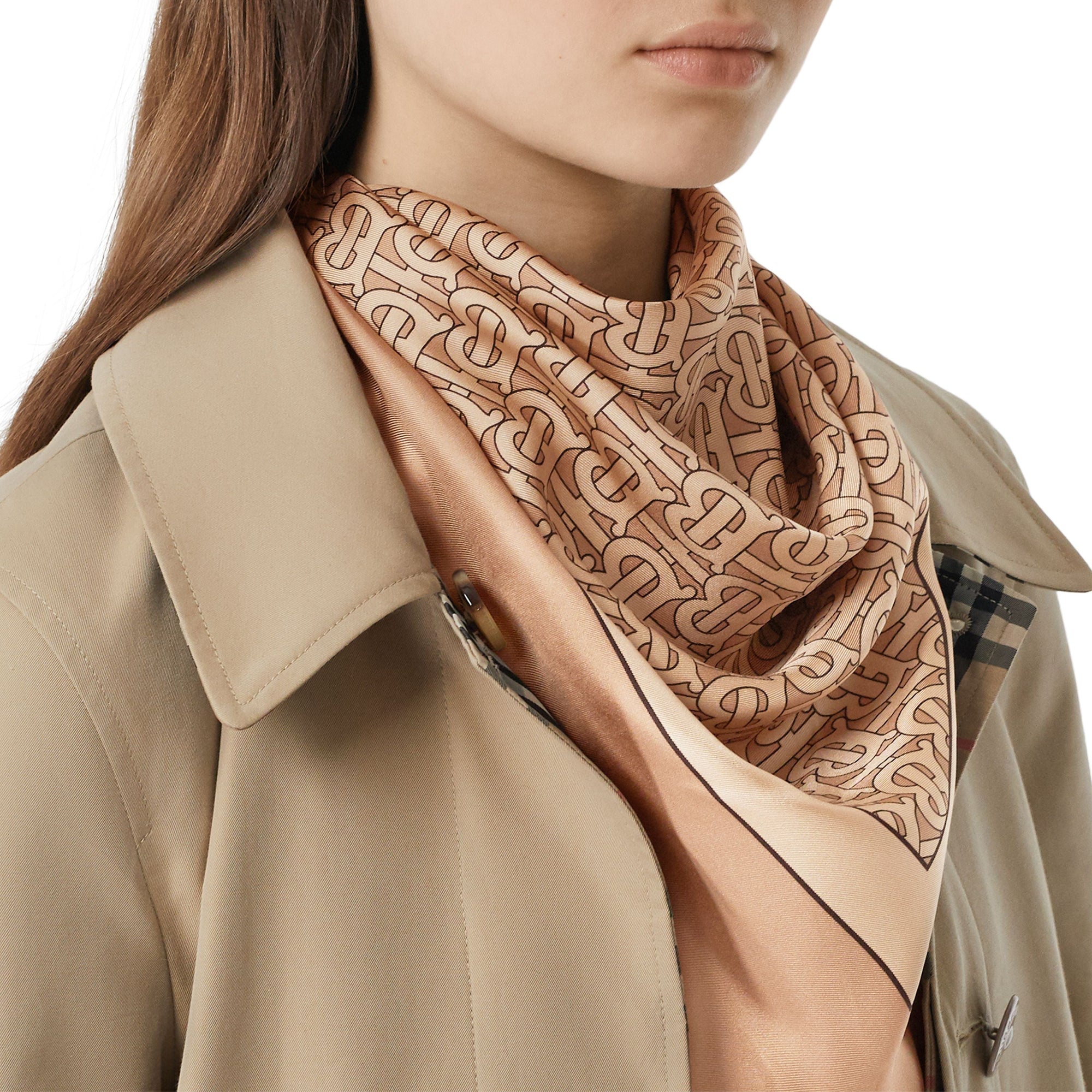 Carré de soie Monogram - Pale Copper Pink