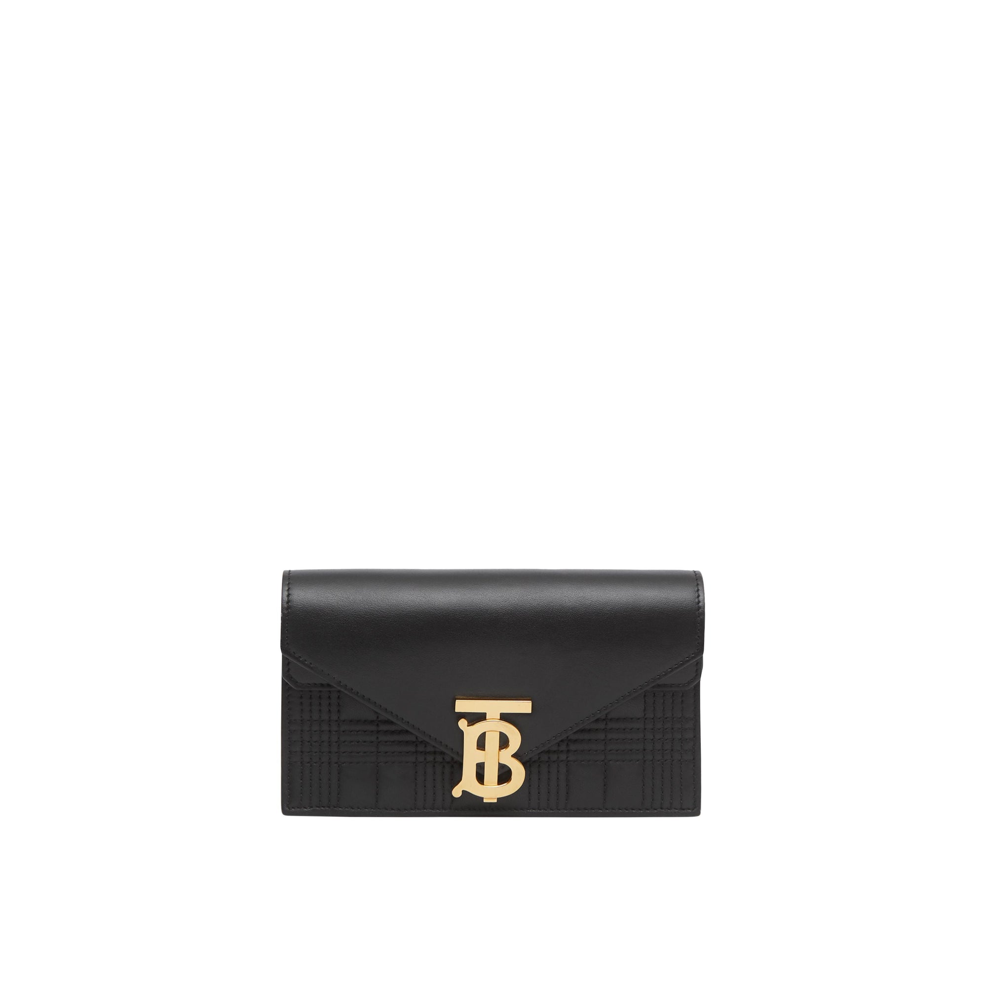 Clutch enveloppe TB ceinturé en cuir d'agneau matelassé - Black