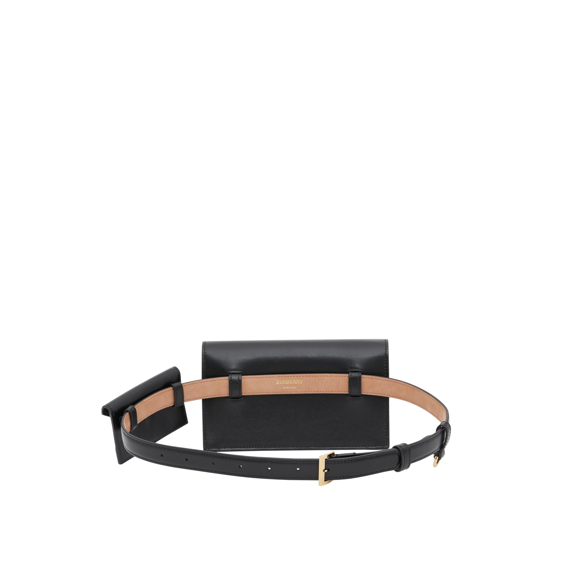 Clutch enveloppe TB ceinturé en cuir d'agneau matelassé - Black