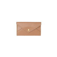 Clutch enveloppe TB ceinturé en cuir d'agneau matelassé - Warm Camel