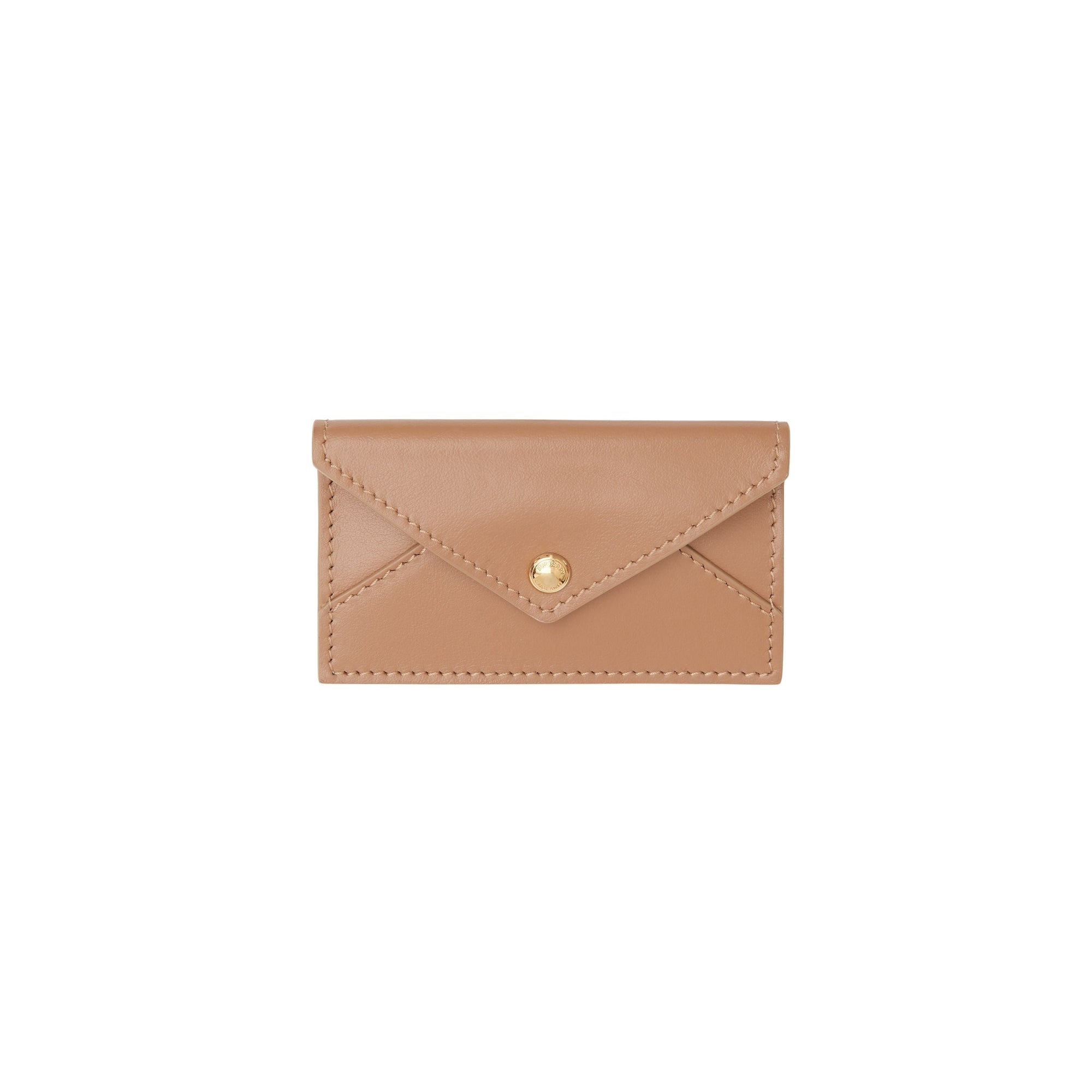 Clutch enveloppe TB ceinturé en cuir d'agneau matelassé - Warm Camel