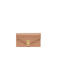 Clutch enveloppe TB ceinturé en cuir d'agneau matelassé - Warm Camel