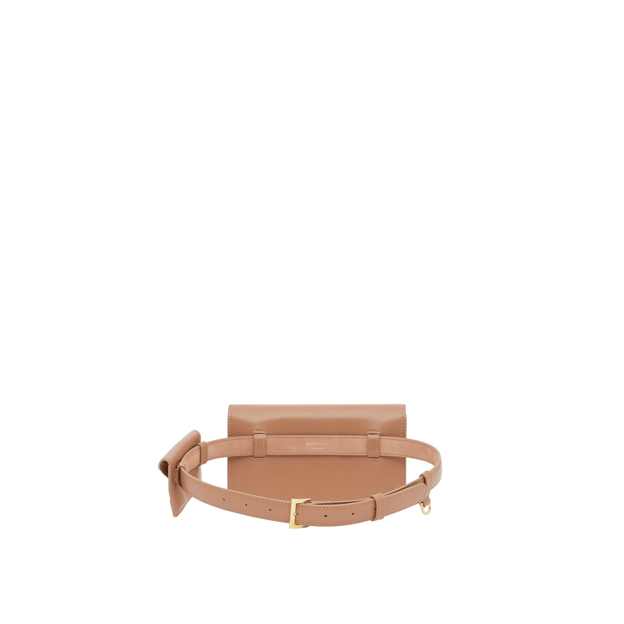 Clutch enveloppe TB ceinturé en cuir d'agneau matelassé - Warm Camel