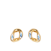 Boucles d'oreilles à maillon plaquées or avec émail - Gold & White & Blue