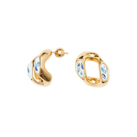 Boucles d'oreilles à maillon plaquées or avec émail - Gold & White & Blue
