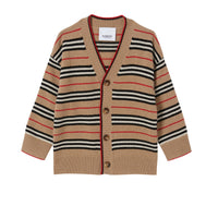 Cardigan en laine et cachemire à rayures iconiques - Archive Beige