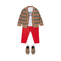 Cardigan en laine et cachemire à rayures iconiques - Archive Beige