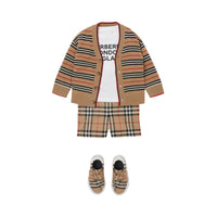 Cardigan en laine et cachemire à rayures iconiques - Archive Beige