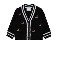 Cardigan en laine mélangée à motif daim - Black