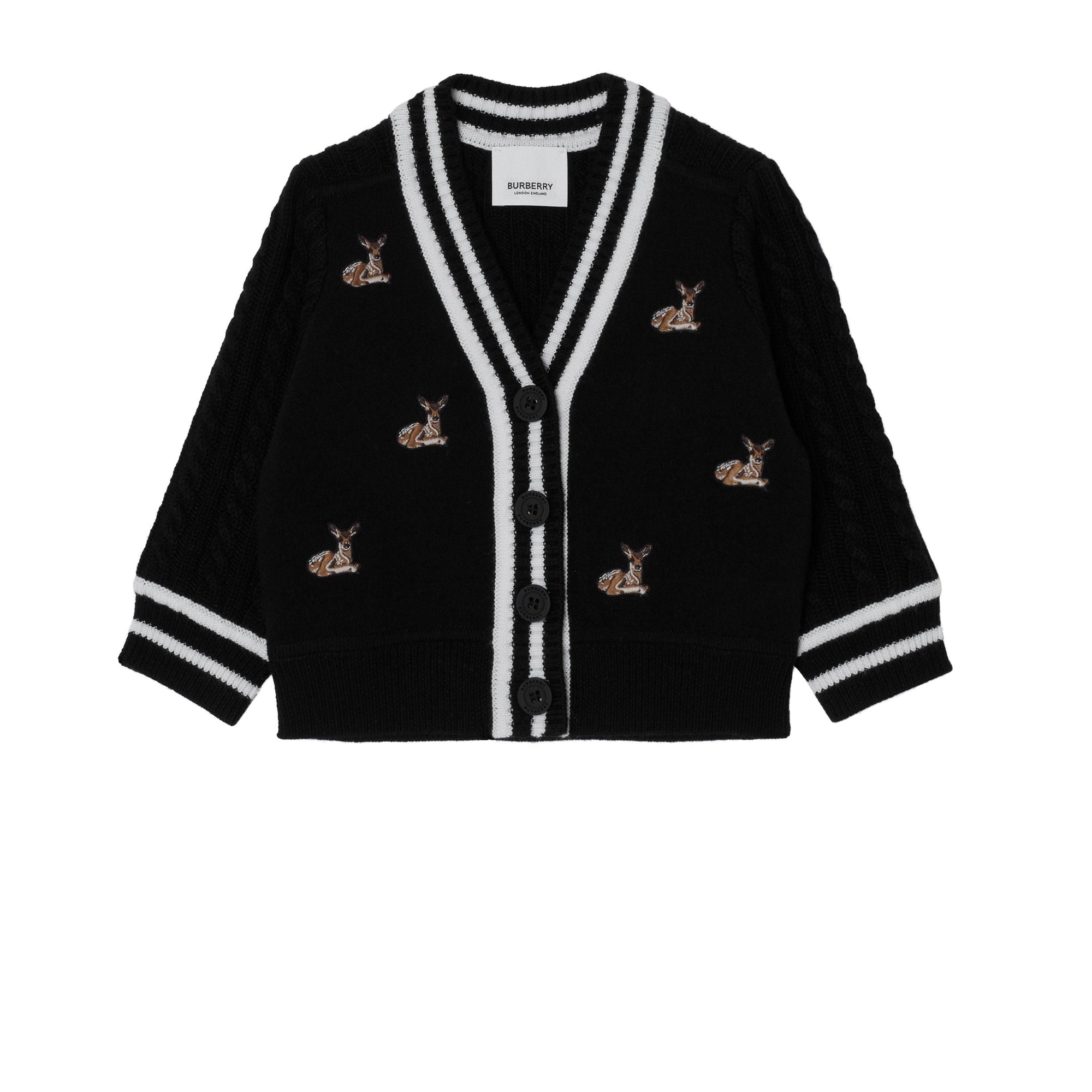 Cardigan en laine mélangée à motif daim - Black