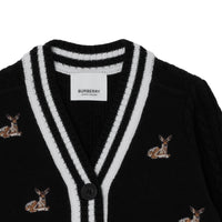 Cardigan en laine mélangée à motif daim - Black
