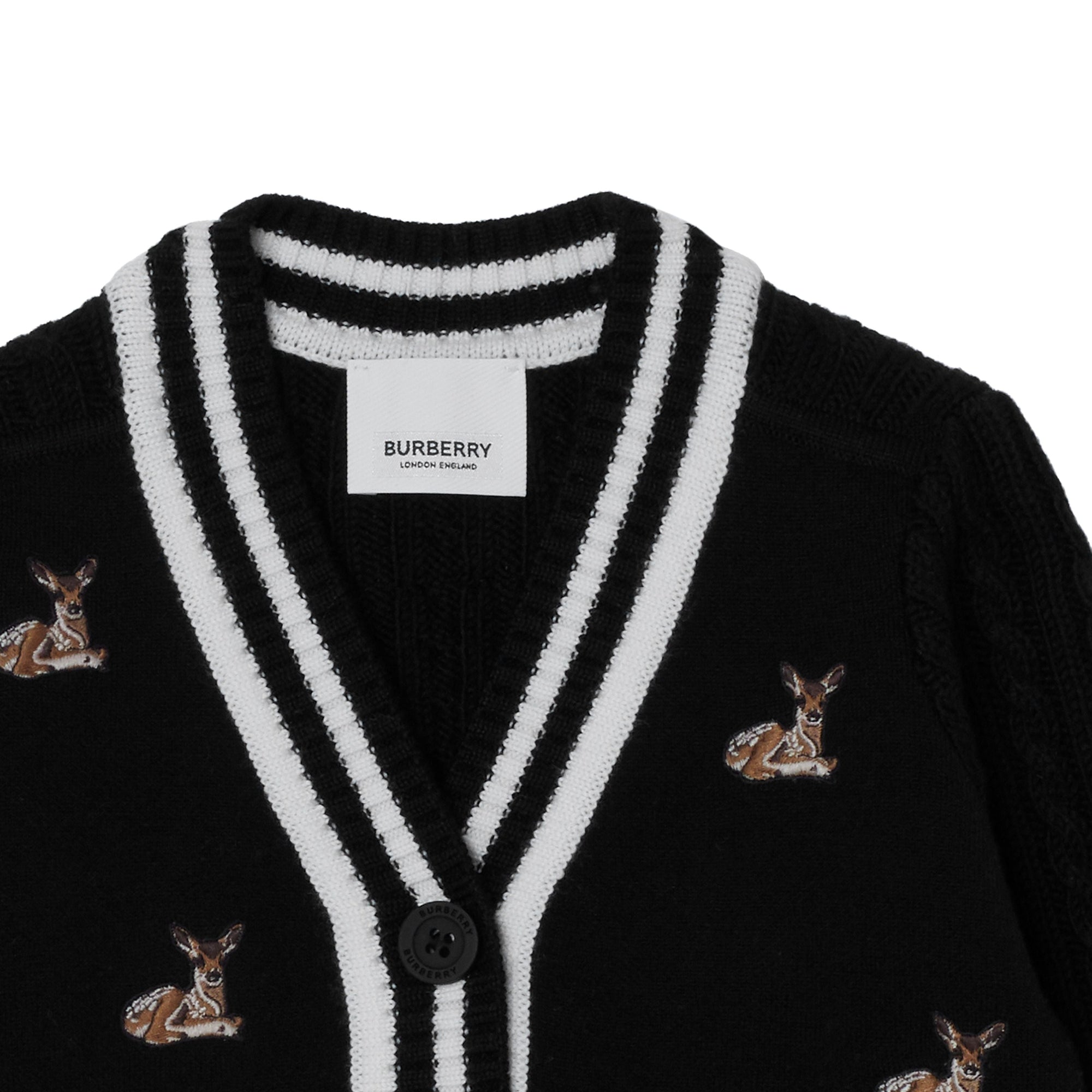 Cardigan en laine mélangée à motif daim - Black