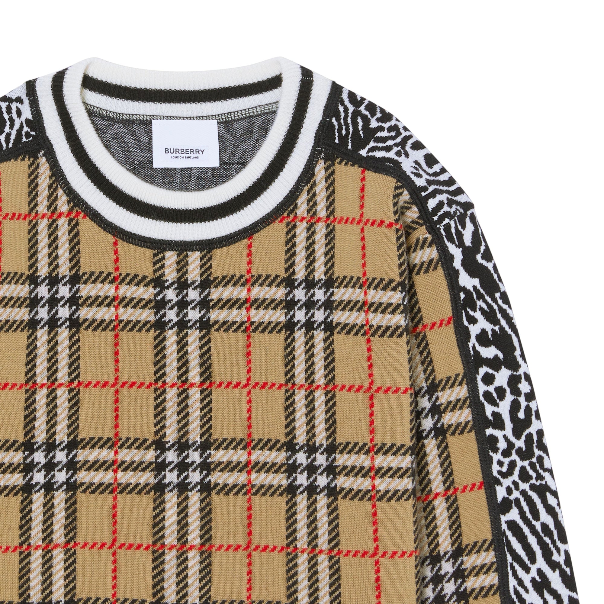 Pull en jacquard de laine mérinos à motif check et léopard - Leopard Print