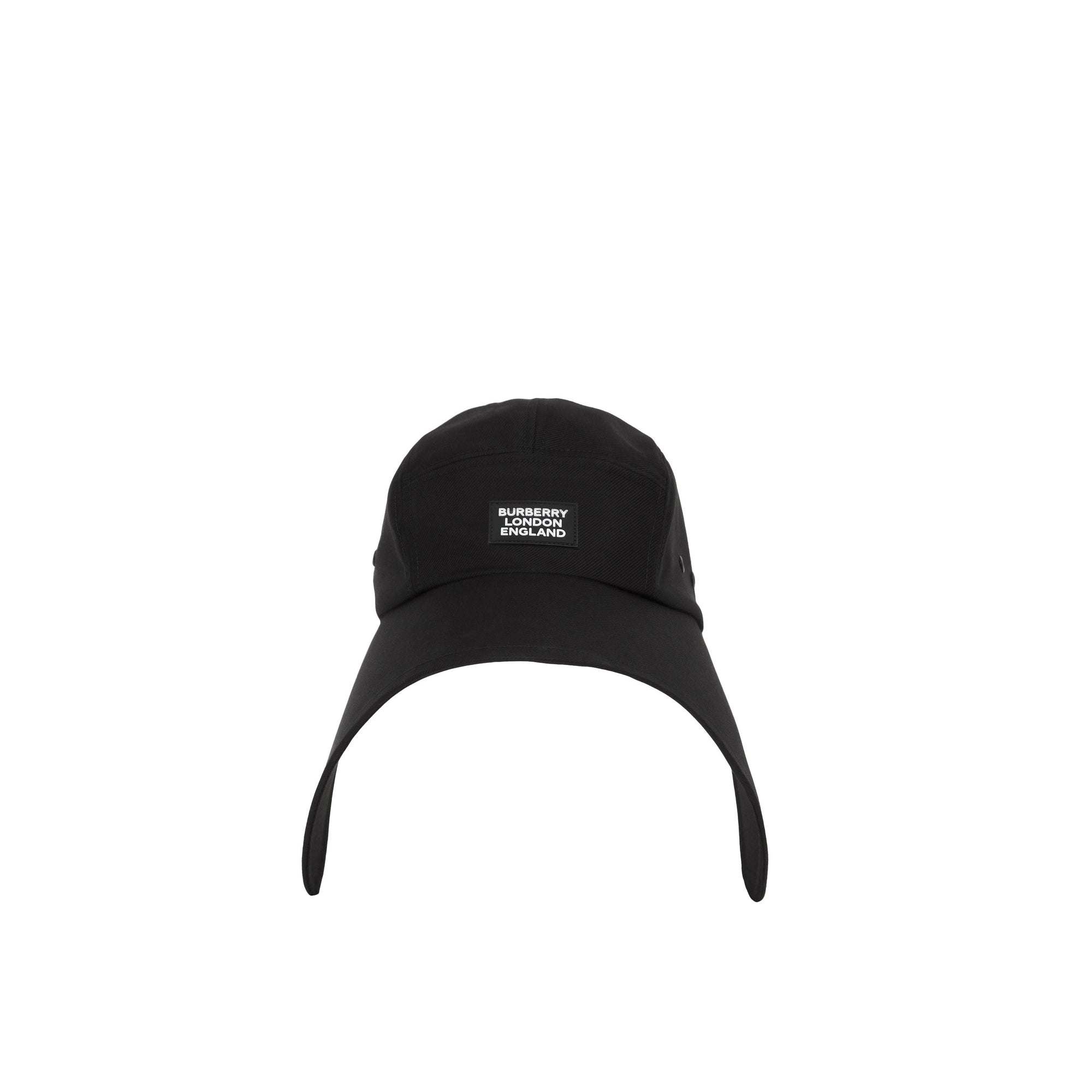 Casquette à bords larges en sergé de coton avec logo appliqué - Black