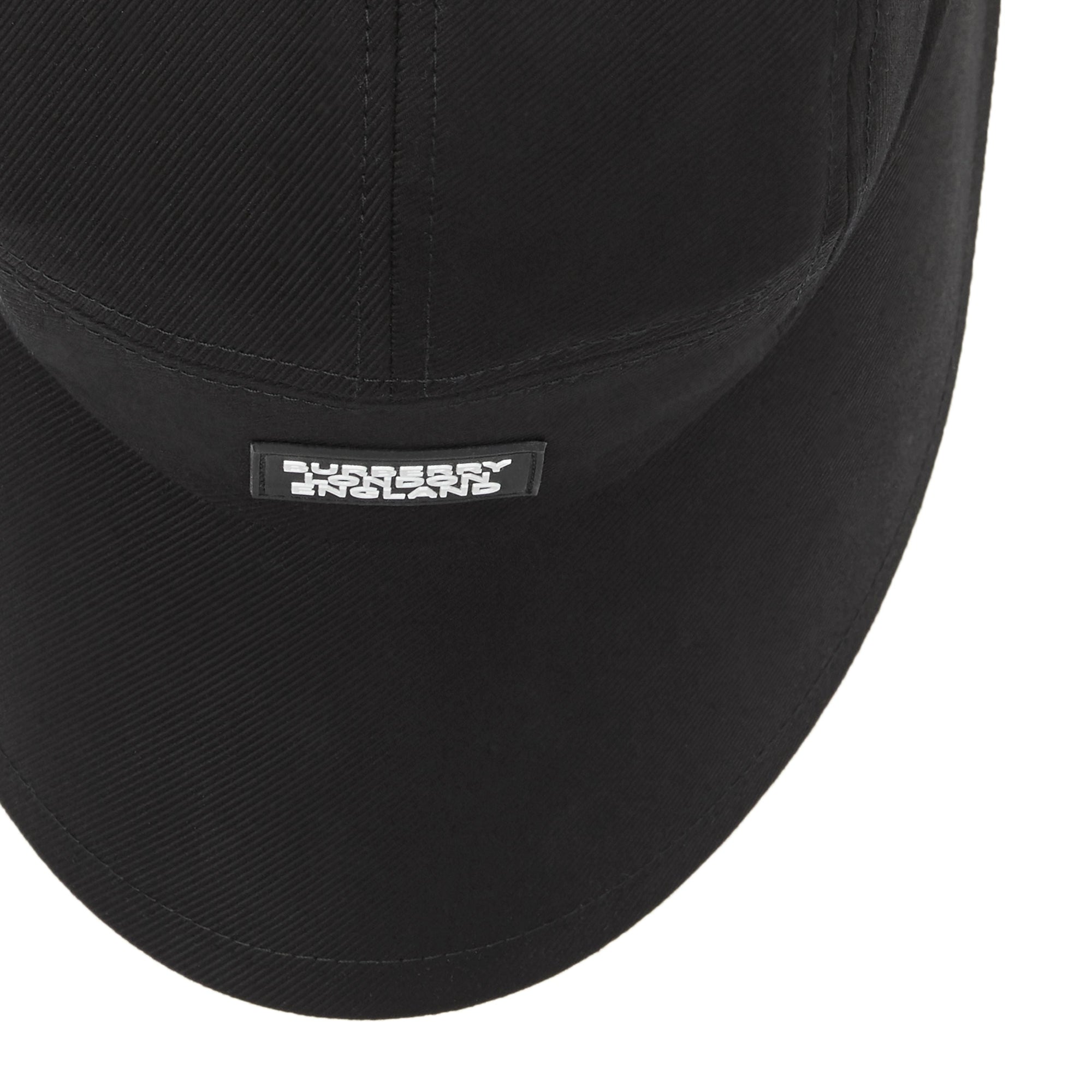 Casquette à bords larges en sergé de coton avec logo appliqué - Black