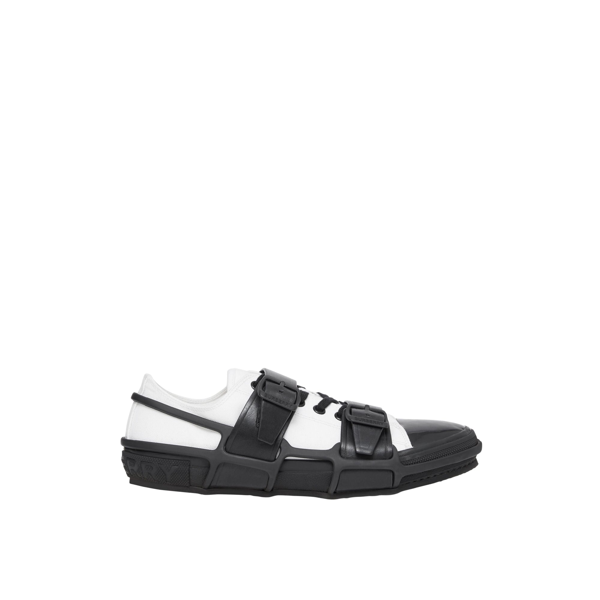 Sneakers Webb en coton et cuir - White & Black