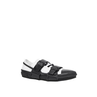 Sneakers Webb en coton et cuir - White & Black