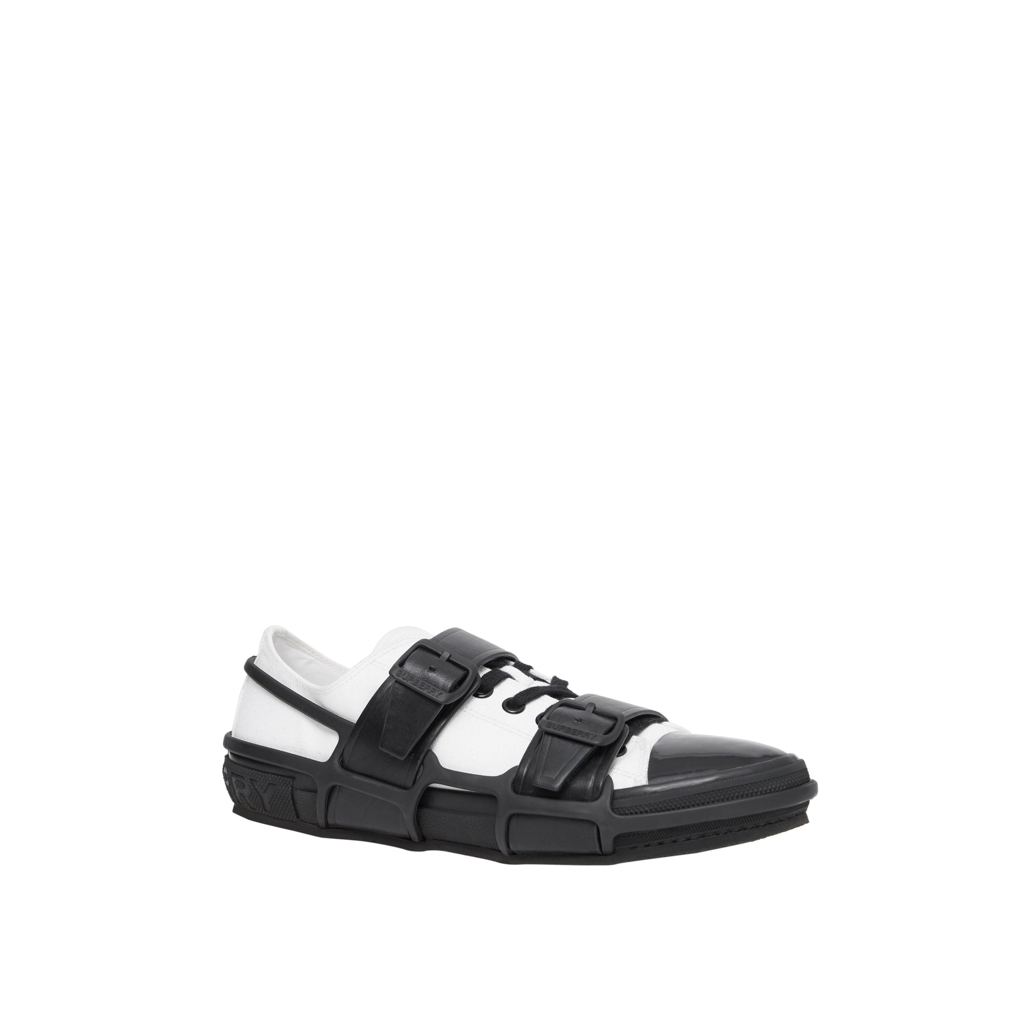 Sneakers Webb en coton et cuir - White & Black