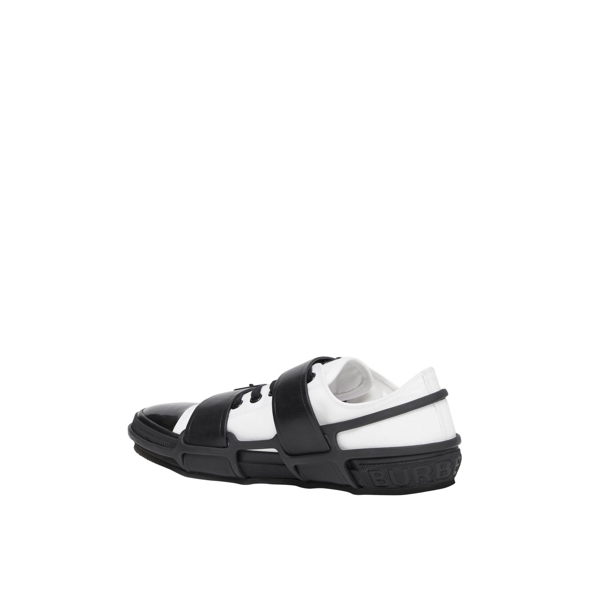 Sneakers Webb en coton et cuir - White & Black