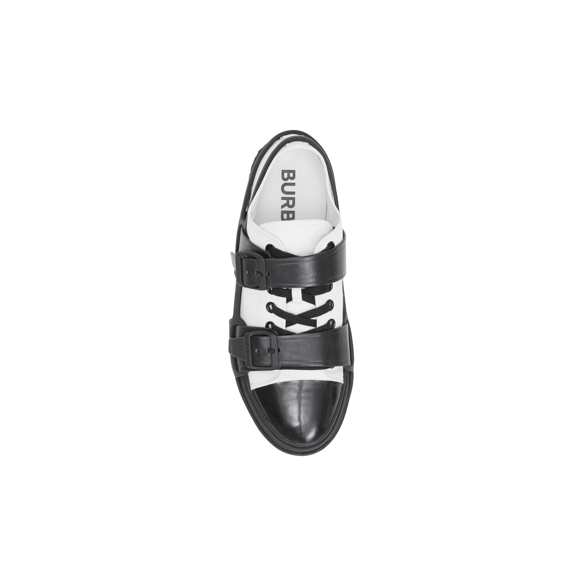 Sneakers Webb en coton et cuir - White & Black