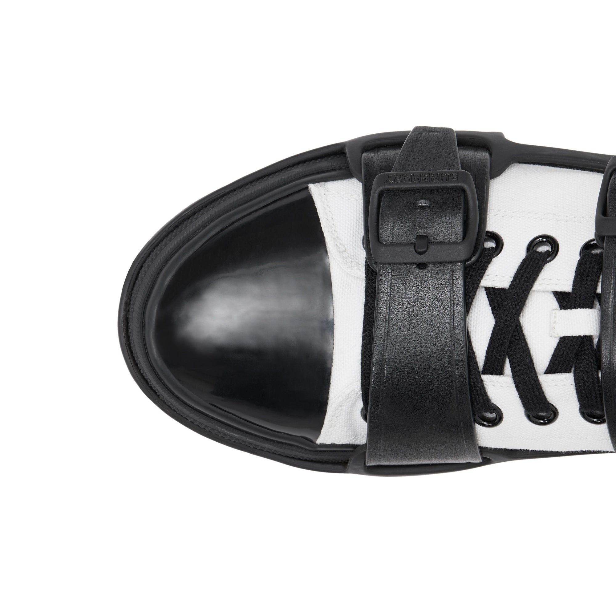 Sneakers Webb en coton et cuir - White & Black