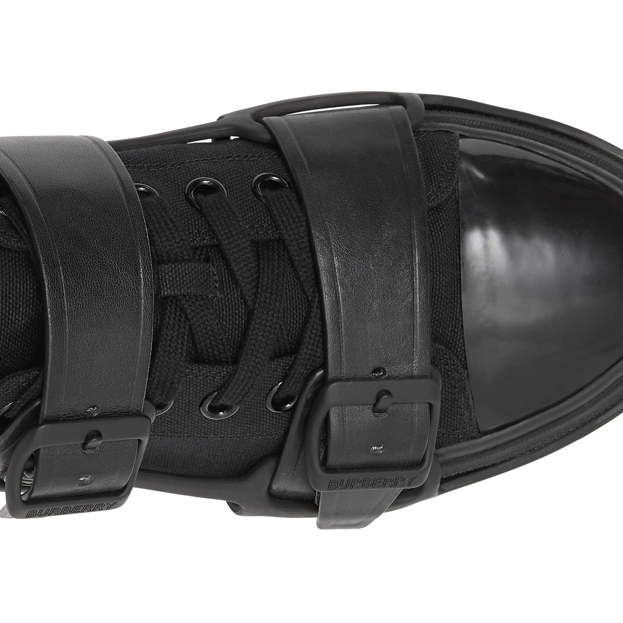 Sneakers Webb en coton et cuir - Black
