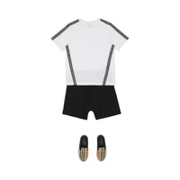 T-shirt en coton avec bandes à logo - White
