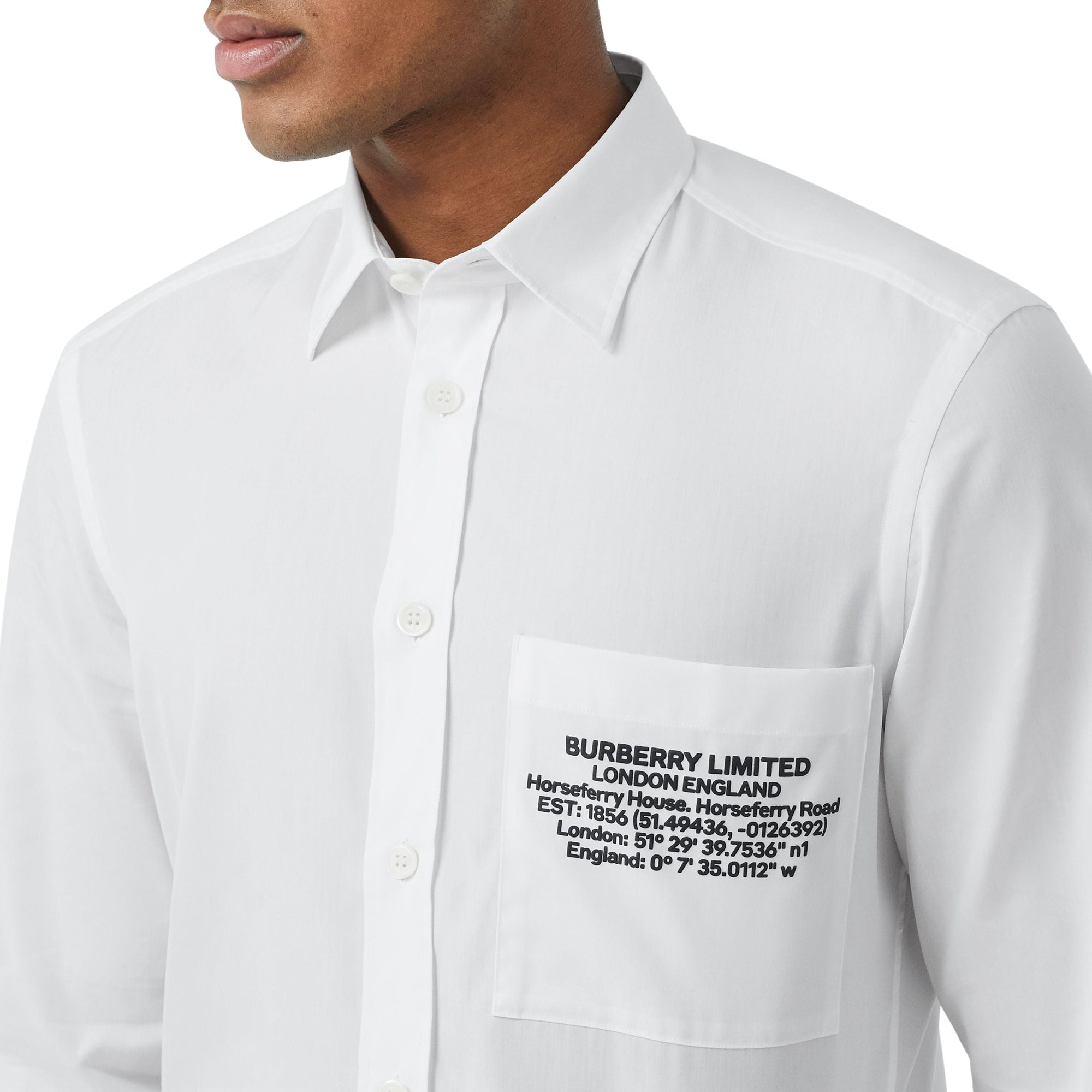 Chemise en coton avec coordonnées géographiques - Optic White