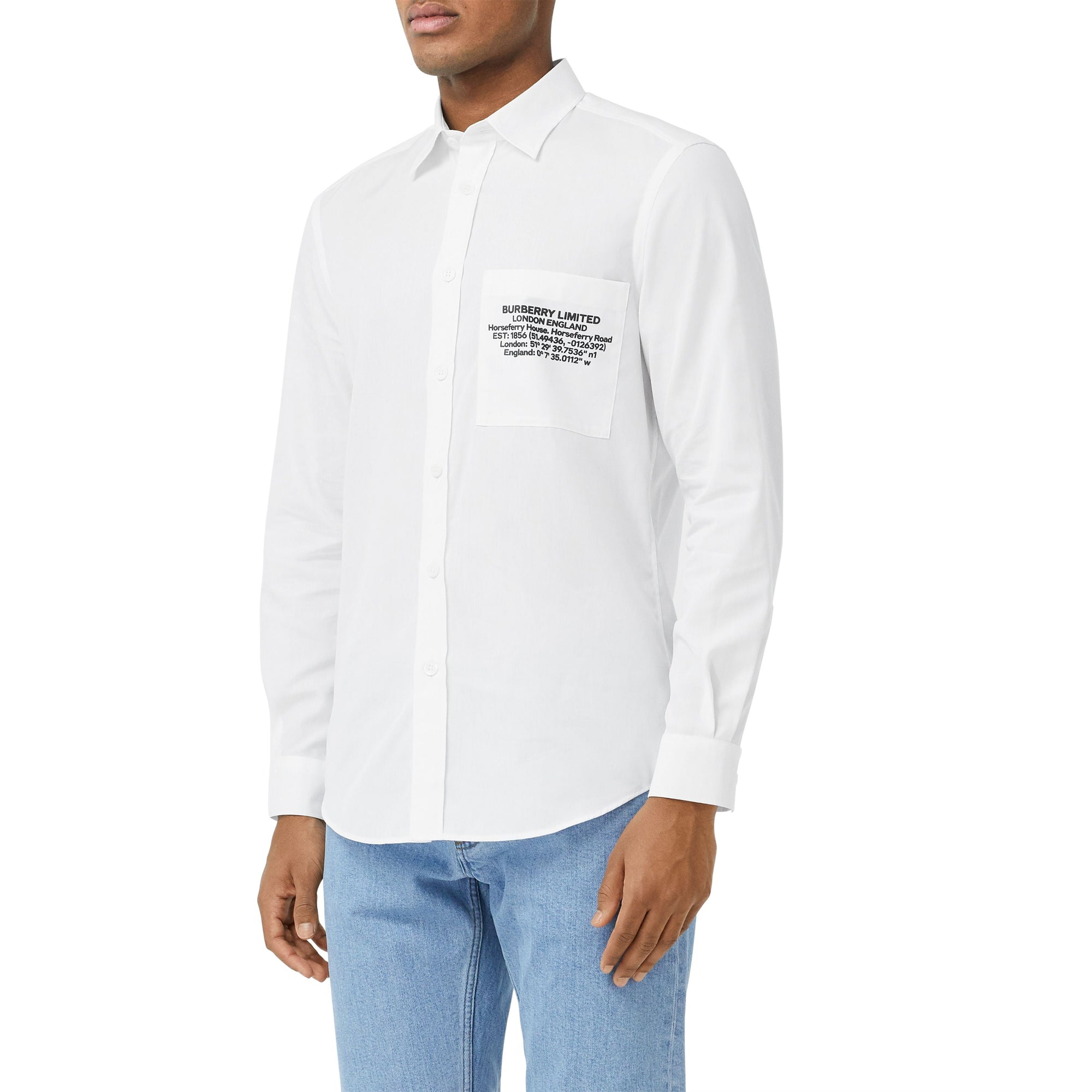 Chemise en coton avec coordonnées géographiques - Optic White