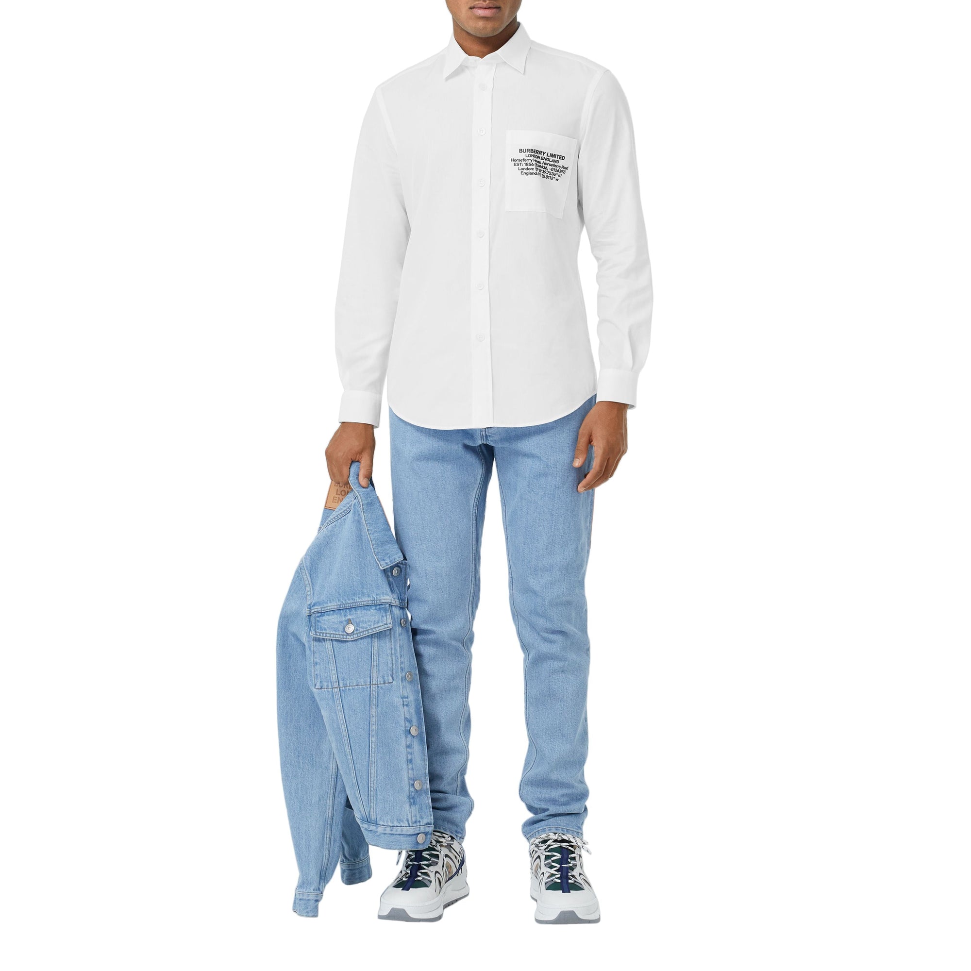 Chemise en coton avec coordonnées géographiques - Optic White