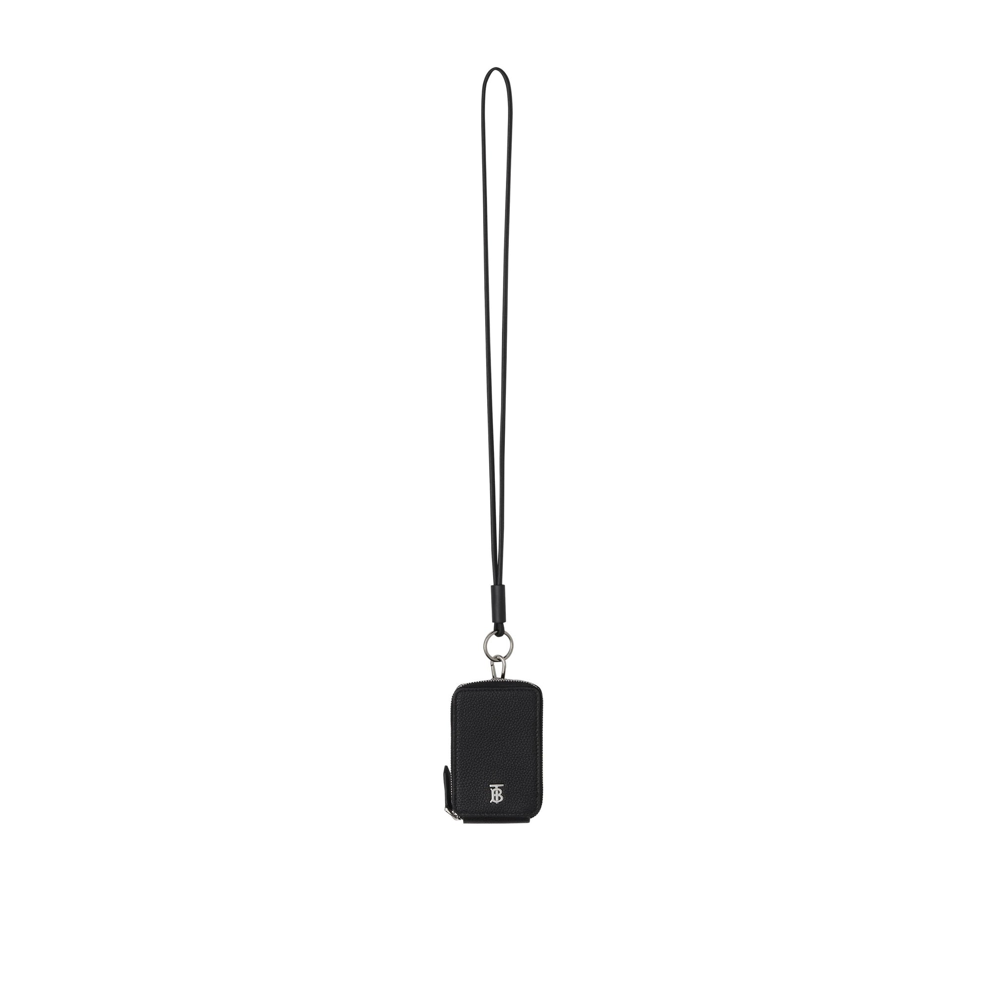 Porte-cartes en cuir grainé avec lanière - Black